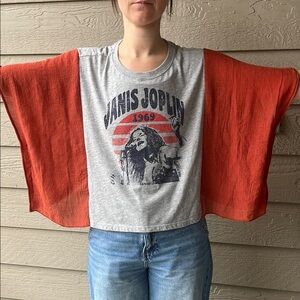 Janis Joplin Upcycled Tunic Top Shirt OS Handmade Bohemian Hippie